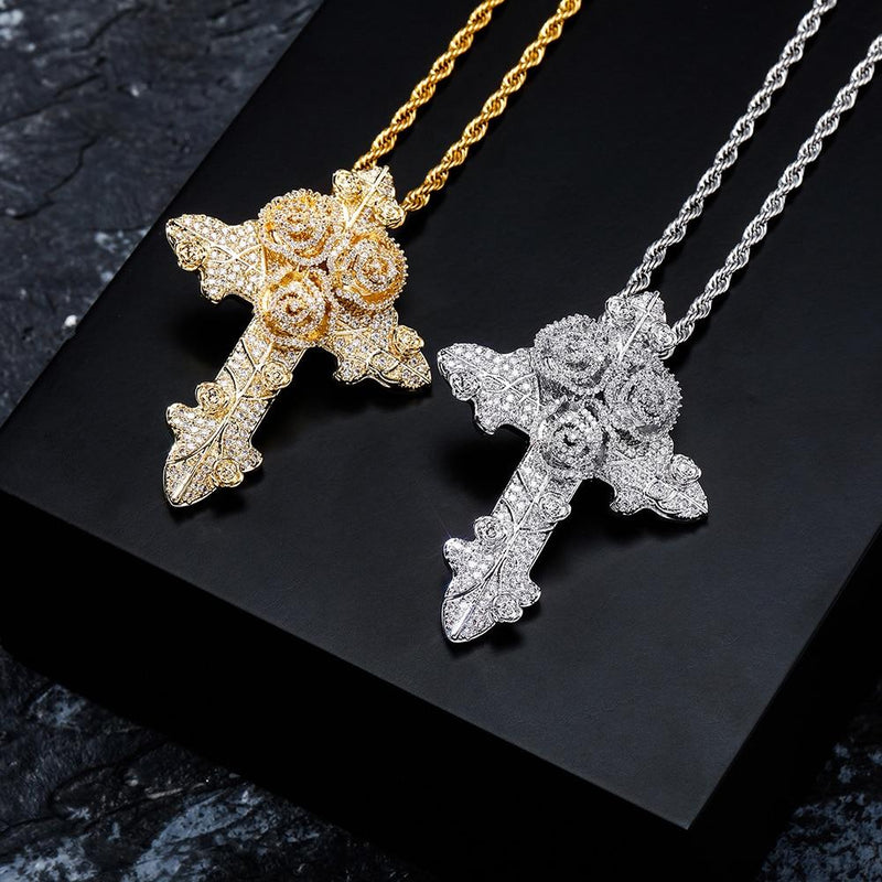 ROSE CROSS PENDANT 14K - ICECI