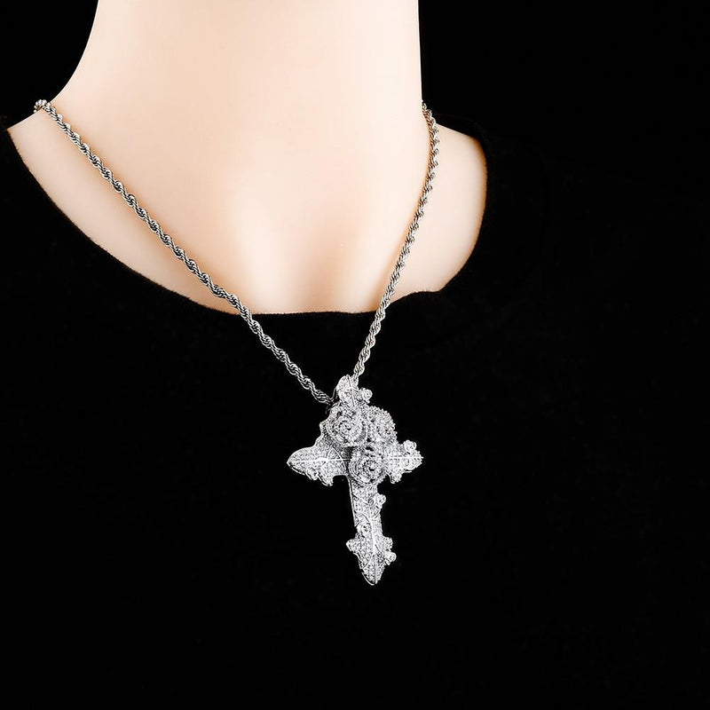 ROSE CROSS PENDANT 14K - ICECI