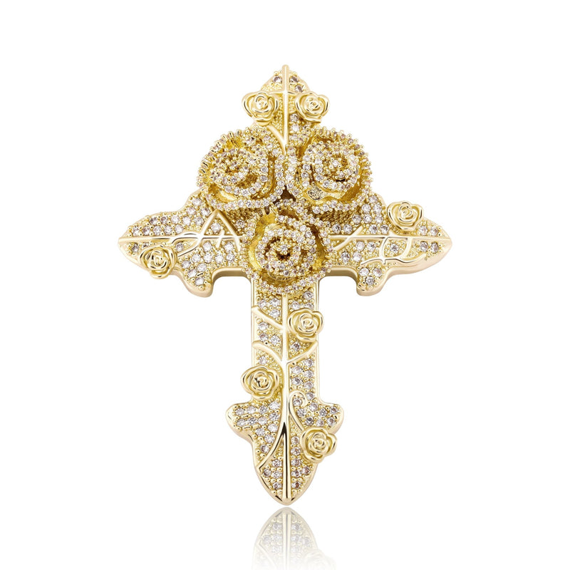 ROSE CROSS PENDANT 14K - ICECI