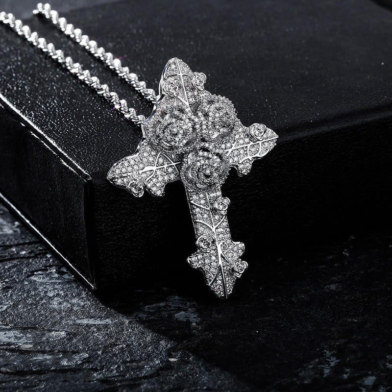 ROSE CROSS PENDANT 14K - ICECI