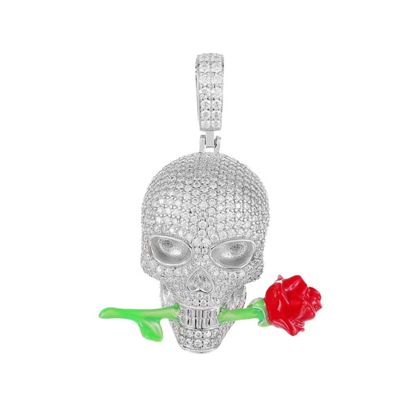 Rose Skull Pendant 18K x Moissanite - ICECI