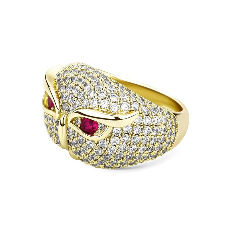 RUBY SNOWY OWL RING 14K - ICECI