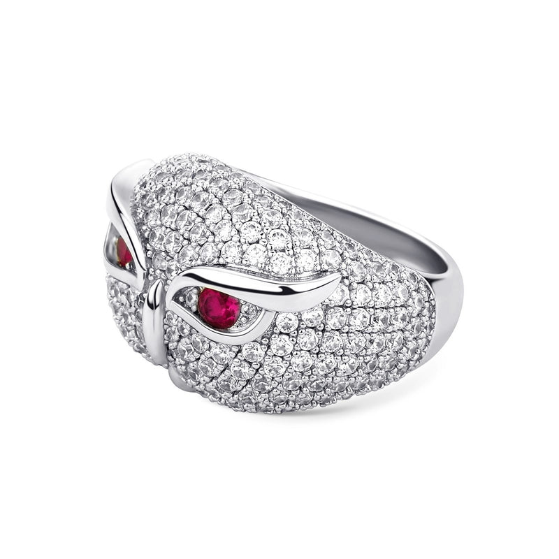 RUBY SNOWY OWL RING 14K - ICECI