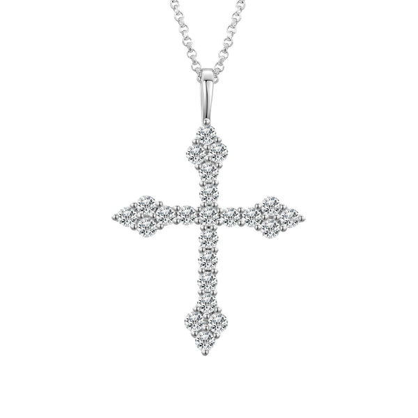 Sharp Patonce Cross Pendant 18K x Moissanite - ICECI