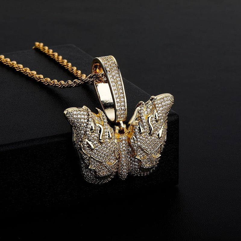 Skull Butterfly Pendant 14K - ICECI