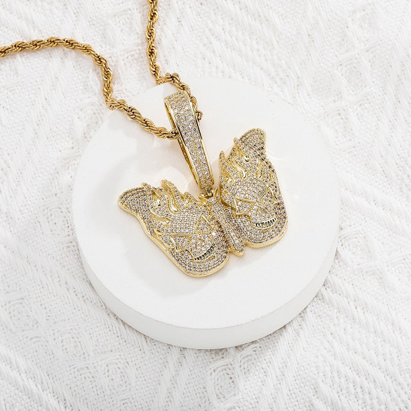 Skull Butterfly Pendant 14K - ICECI