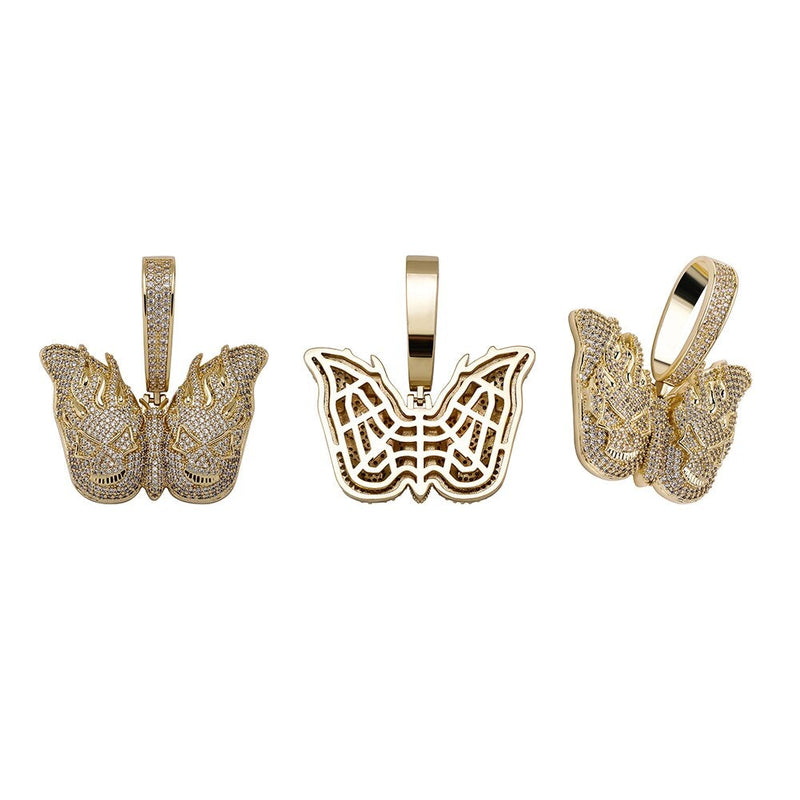 Skull Butterfly Pendant 14K - ICECI