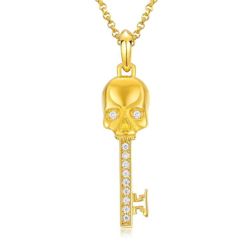 Skull Key Pendant 18K x Moissanite - ICECI