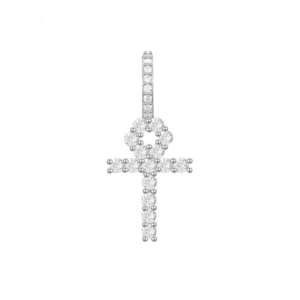 Small Ankh Cross Pendant 18K x Moissanite - ICECI