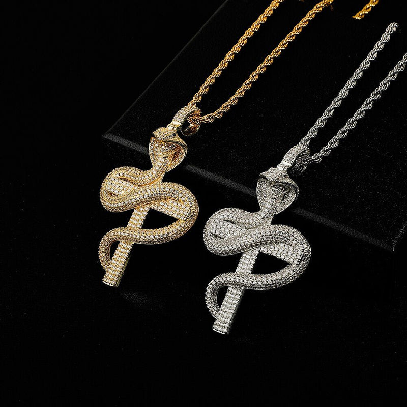 Snake Winding Cross Pendant 14K - ICECI