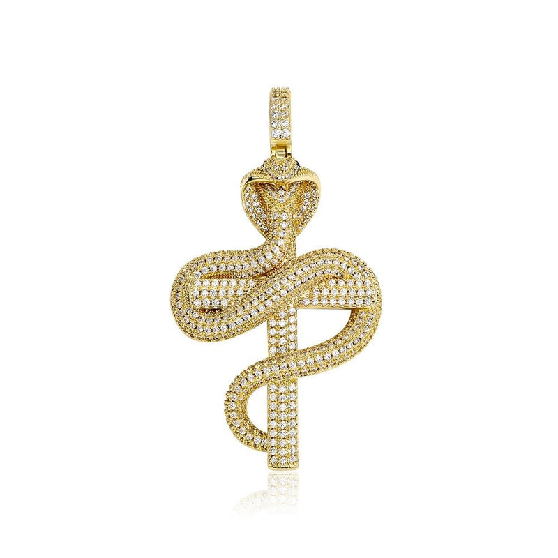 Snake Winding Cross Pendant 14K - ICECI