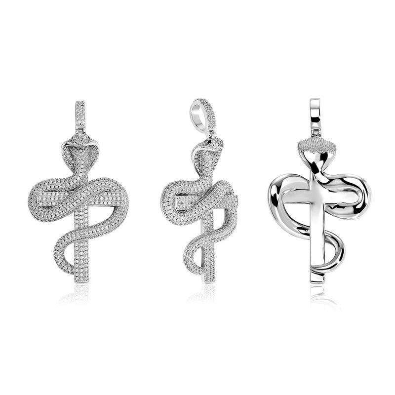 Snake Winding Cross Pendant 14K - ICECI