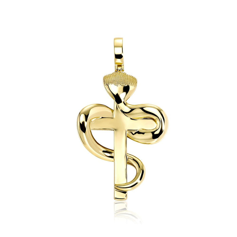 Snake Winding Cross Pendant 14K - ICECI