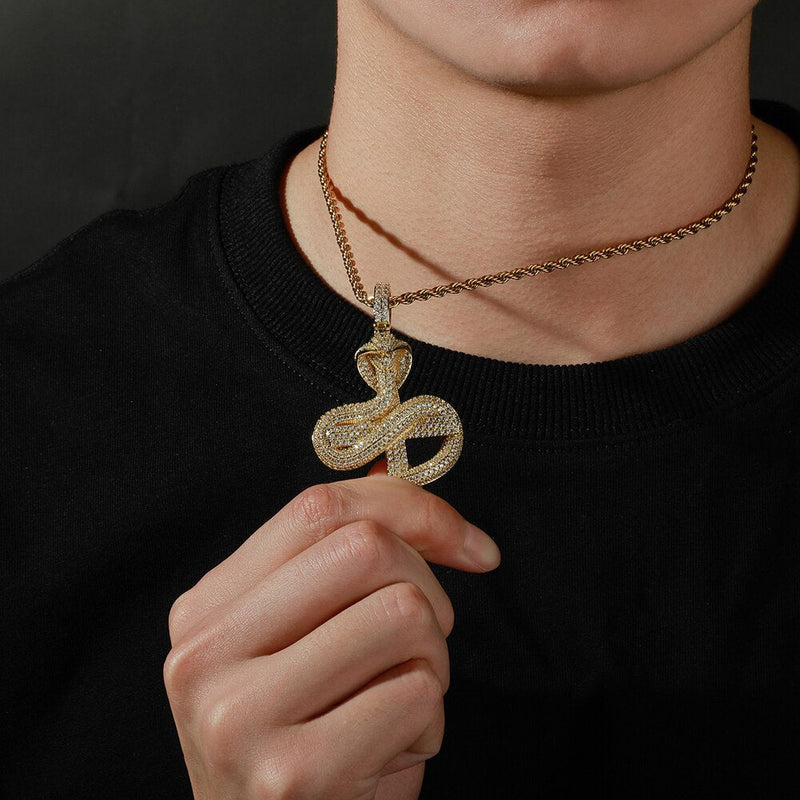 Snake Winding Cross Pendant 14K - ICECI