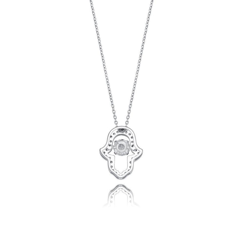 SOLITAIRE HAMSA HAND PENDANT 14K X STERLING SILVER - ICECI