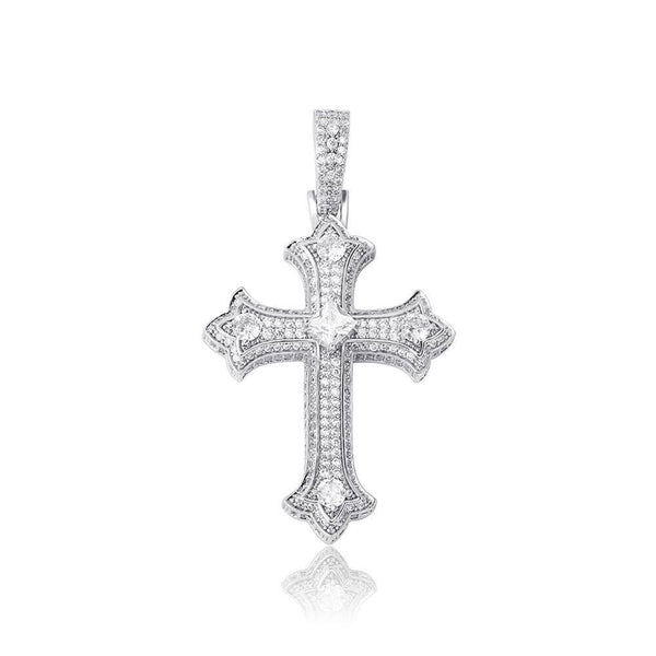 SOLITAIRE PATONCE CROSS PENDANT 14K - ICECI