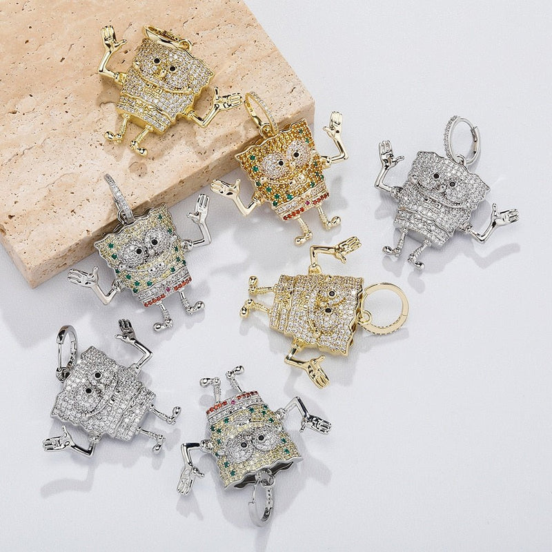 Sponge Cartoon Earrings 14K - ICECI