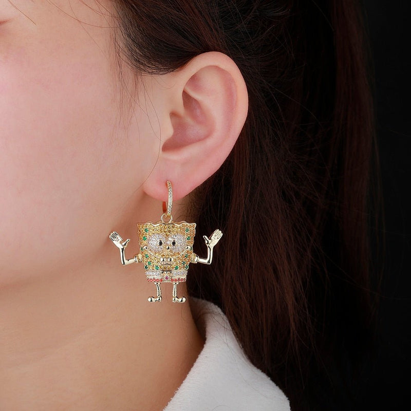 Sponge Cartoon Earrings 14K - ICECI