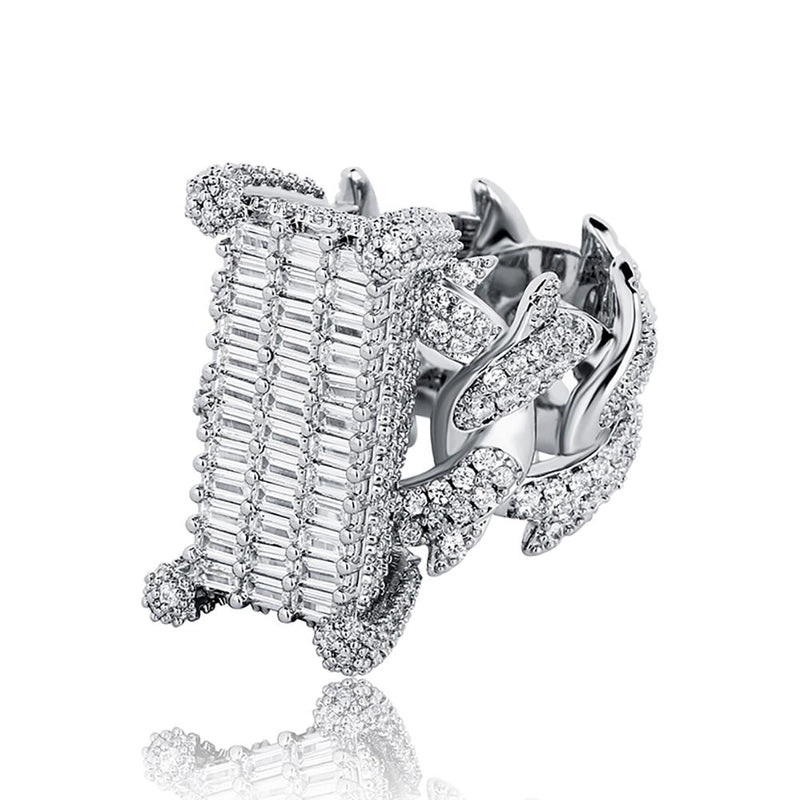 THORN BAGUETTE CUBAN RING 14K - ICECI