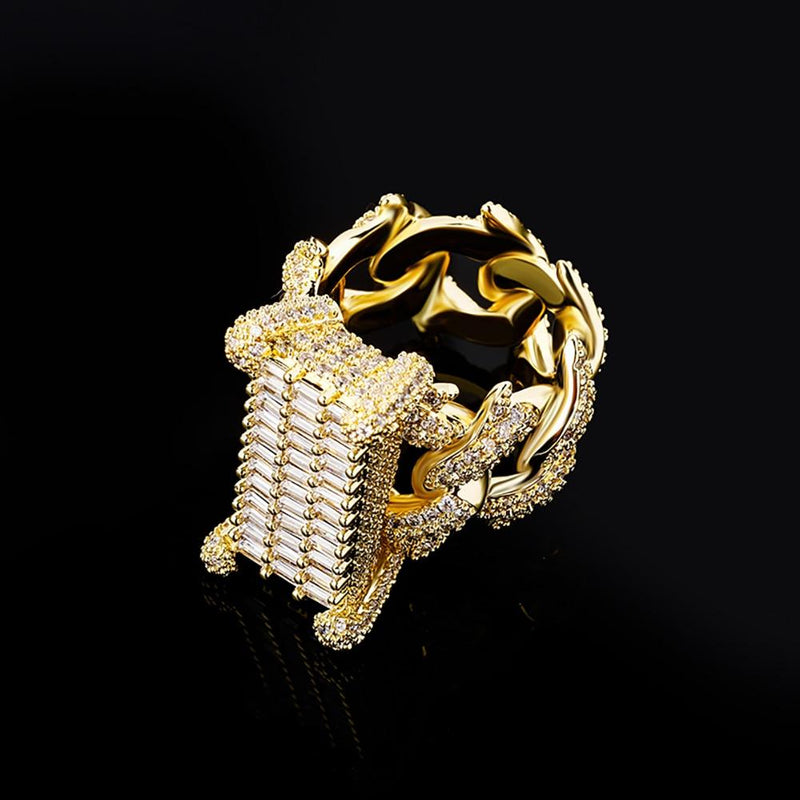 THORN BAGUETTE CUBAN RING 14K - ICECI