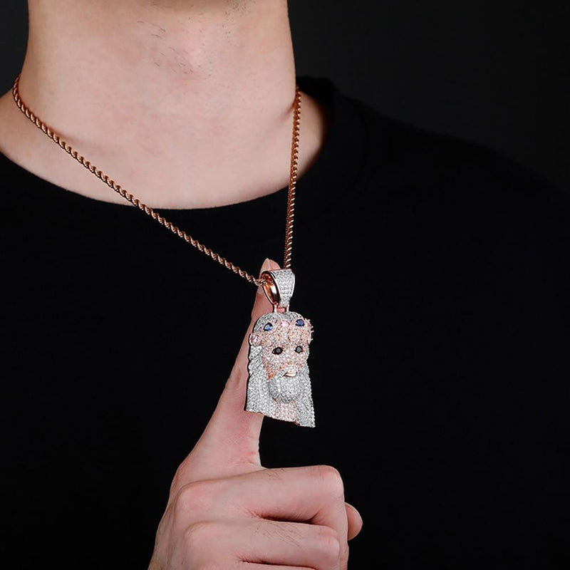 TWO TONE JESUS PENDANT 14K - ICECI