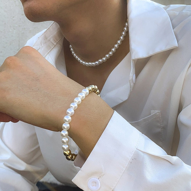 Two-Tone Pearl Bracelet + Two-Tone Pearl Chain Bundle 14K - ICECI | Schmuck-Sets