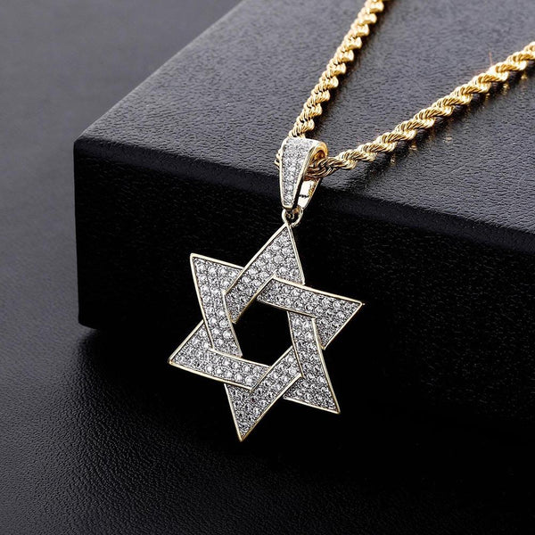 TWO-TONE STAR OF DAVID PENDANT 18K - ICECI