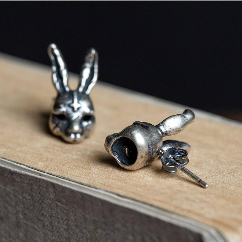 Vintage Cross Hare Rabbit Stud Earrings x Sterling Silver - ICECI