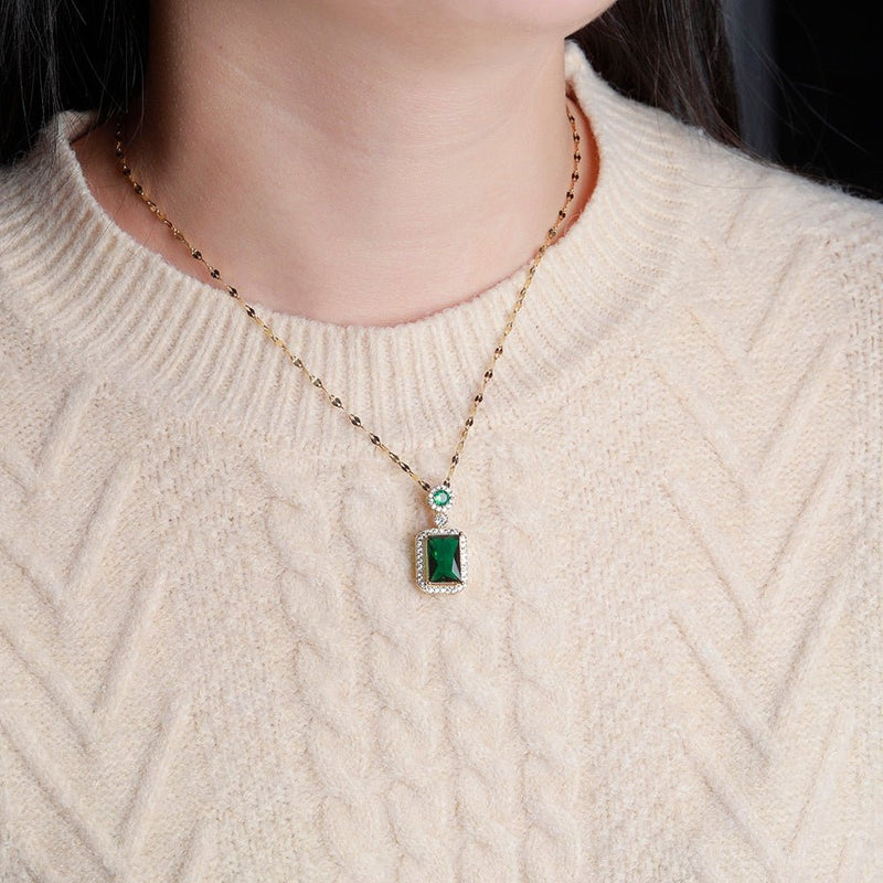 Vintage Emerald Pendant 14K - ICECI