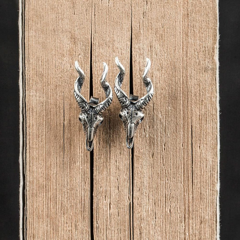 Vintage Goat Skull Stud Earrings x Sterling Silver - ICECI