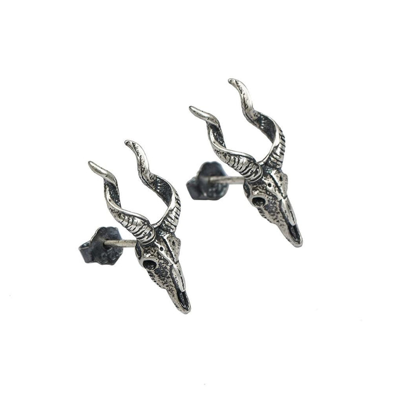 Vintage Goat Skull Stud Earrings x Sterling Silver - ICECI