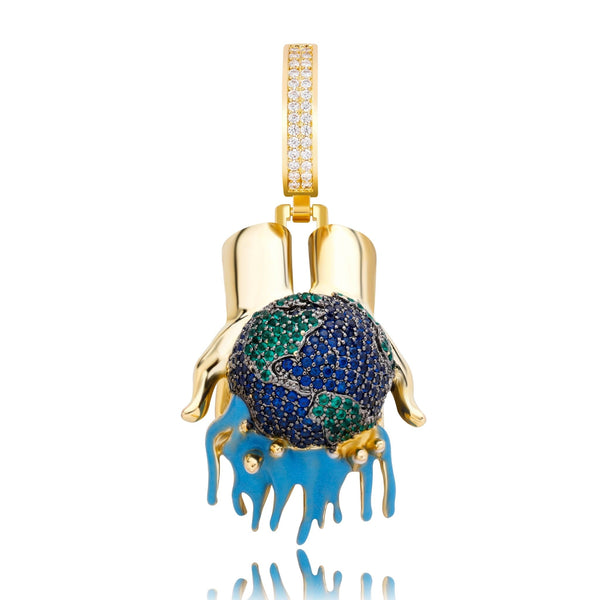 WORLD IN YOUR HANDS PENDANT 14K - ICECI
