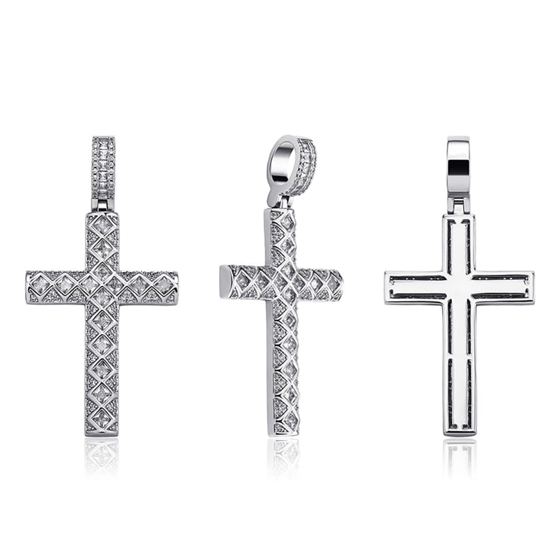 X Design Baguette Cross Pendant 14K - ICECI