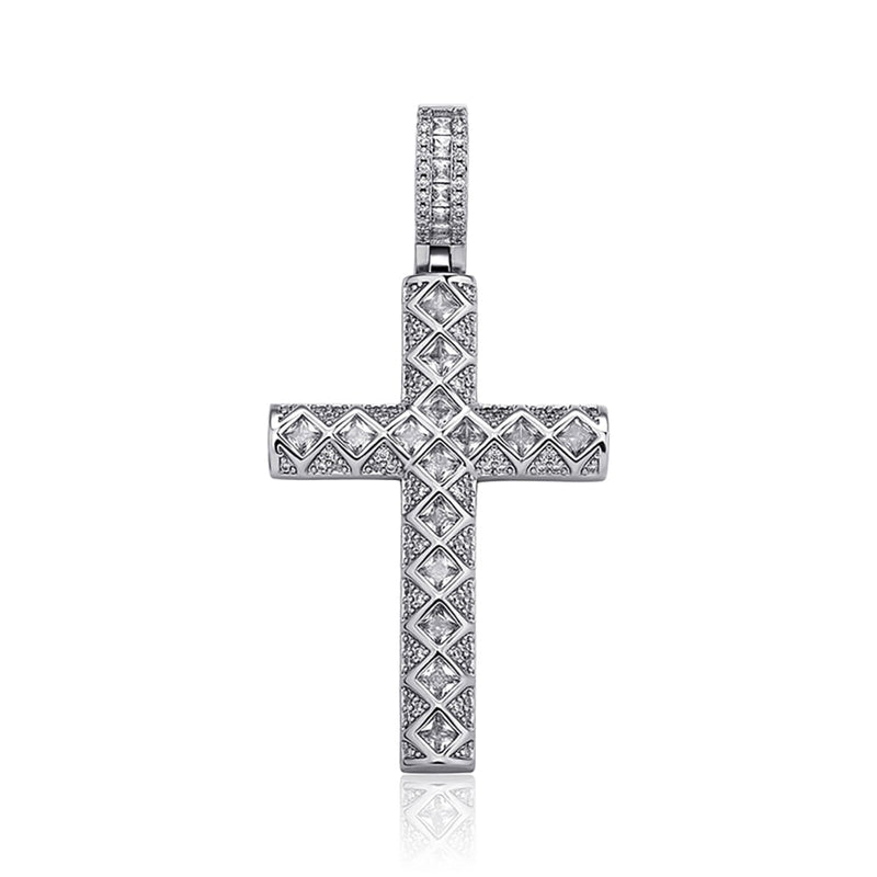 X Design Baguette Cross Pendant 14K - ICECI