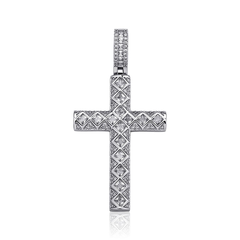 X Design Baguette Cross Pendant 14K - ICECI