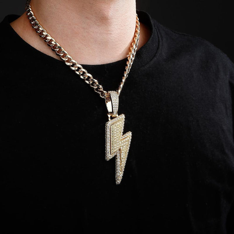 XL LIGHTNING BOLT PENDANT 14K - ICECI