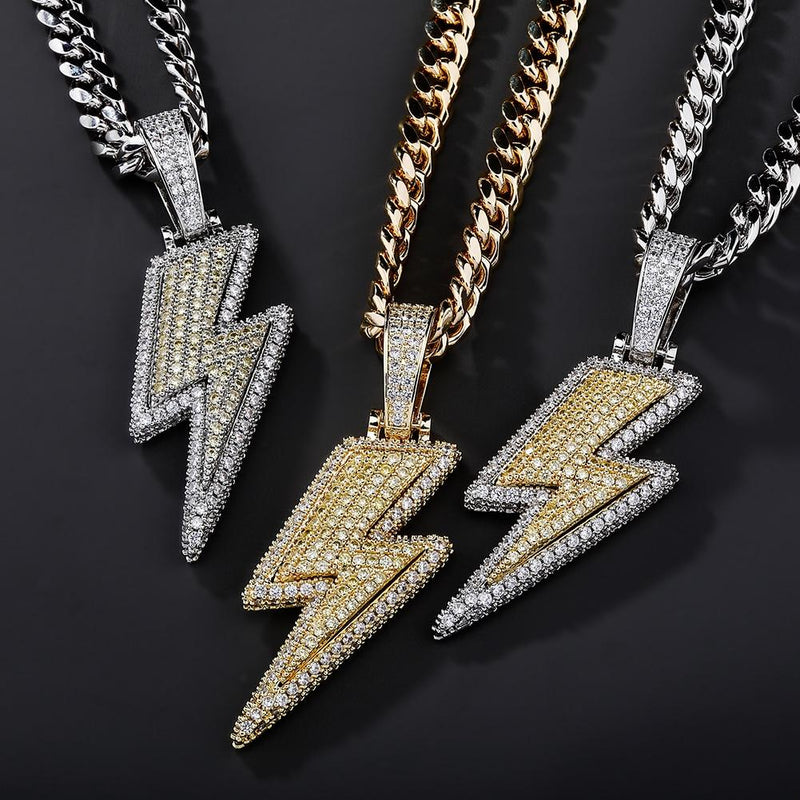 XL LIGHTNING BOLT PENDANT 14K - ICECI