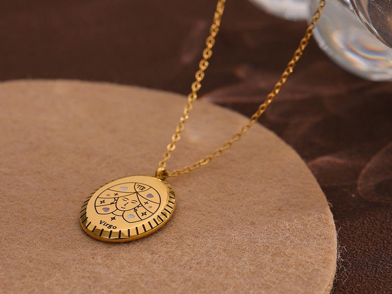 Zodiac Oval Pendant 18K - ICECI